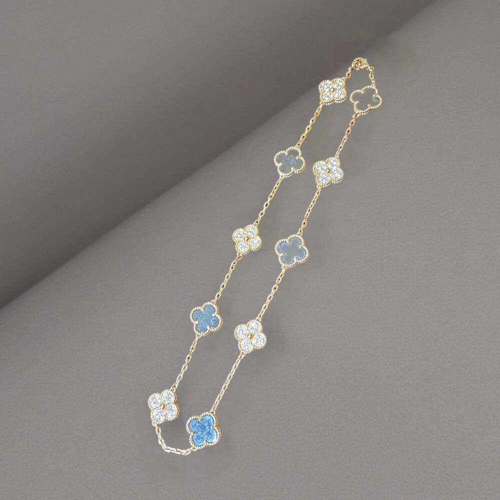 Elegant CZ and Onyx Mixed Clover Rose  Gold Necklace - Picture 3 of 4